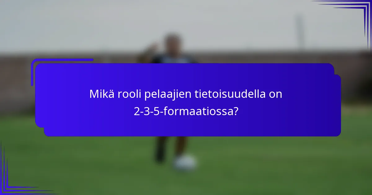 Mikä rooli pelaajien tietoisuudella on 2-3-5-formaatiossa?
